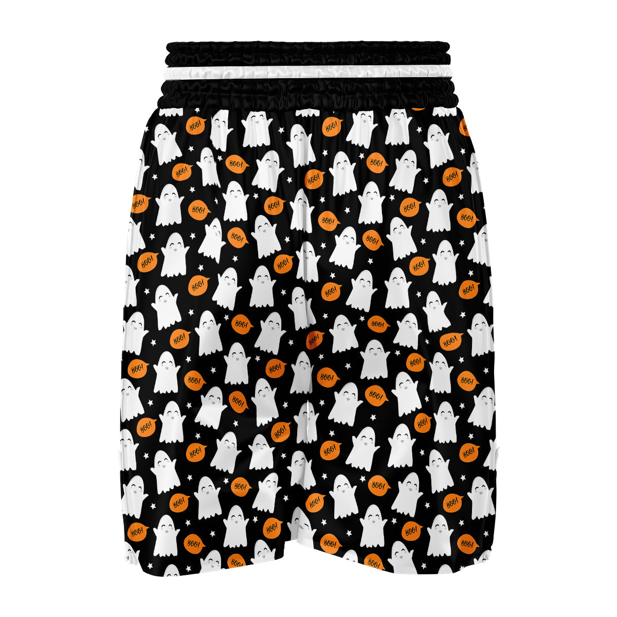 White Cute Ghost Print Pattern Boxing Shorts-grizzshop