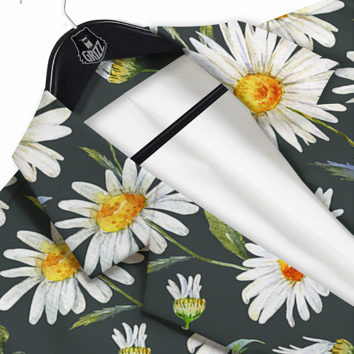 White Daisy Watercolor Print Pattern Men's Sport Coat-grizzshop