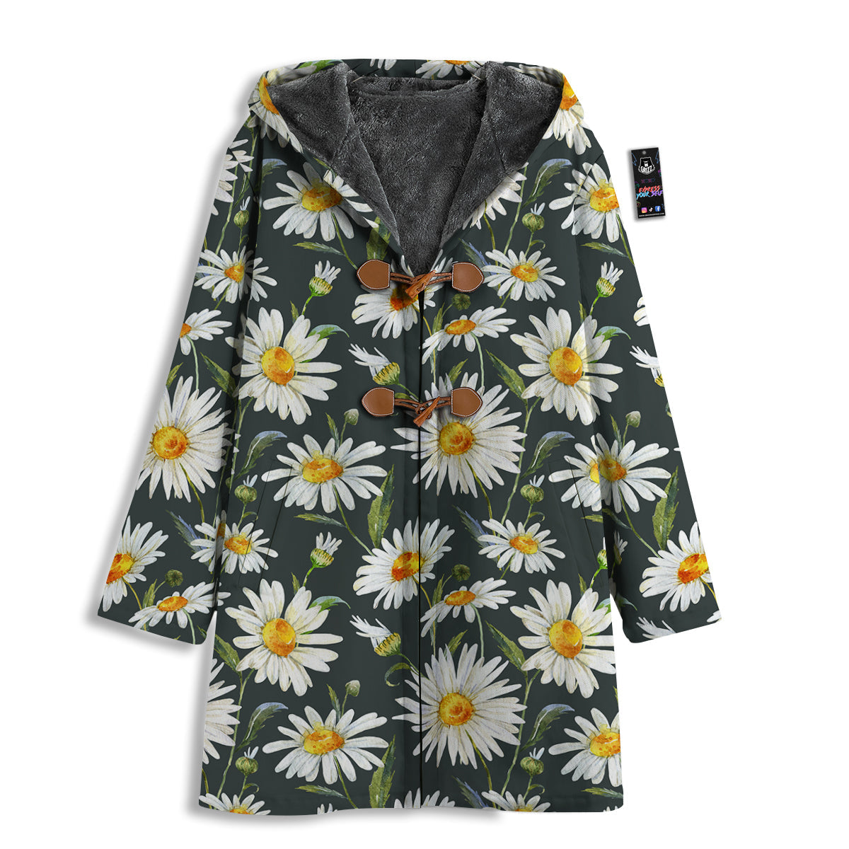 White Daisy Watercolor Print Pattern Men's Windbreaker Jacket-grizzshop