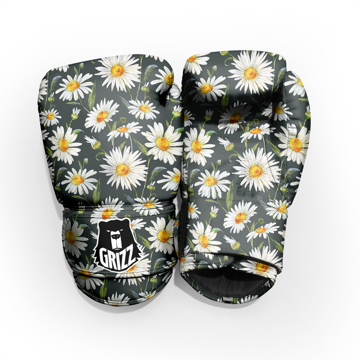 White Daisy Watercolor Print Pattern Pro Boxing Glove