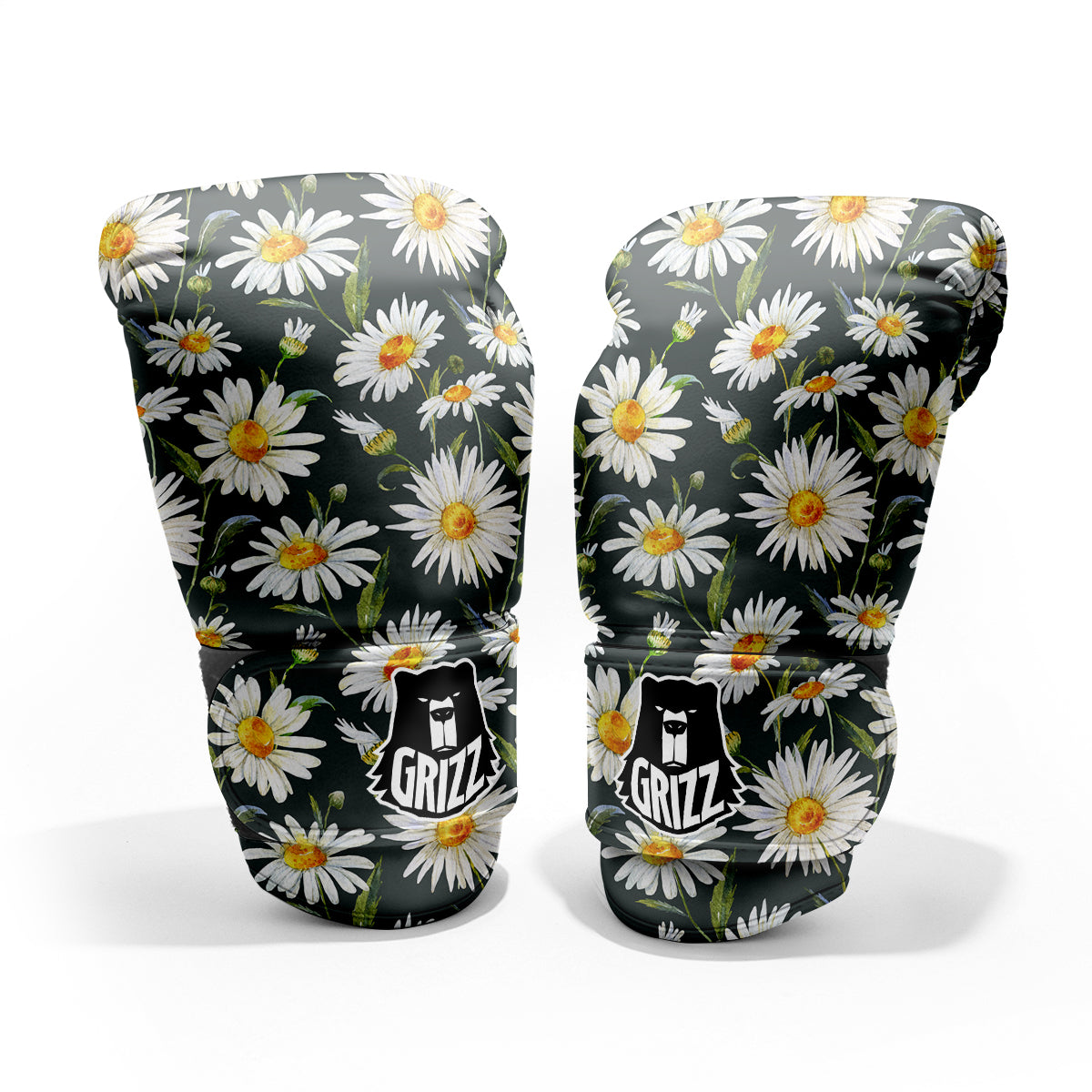 White Daisy Watercolor Print Pattern Pro Boxing Glove