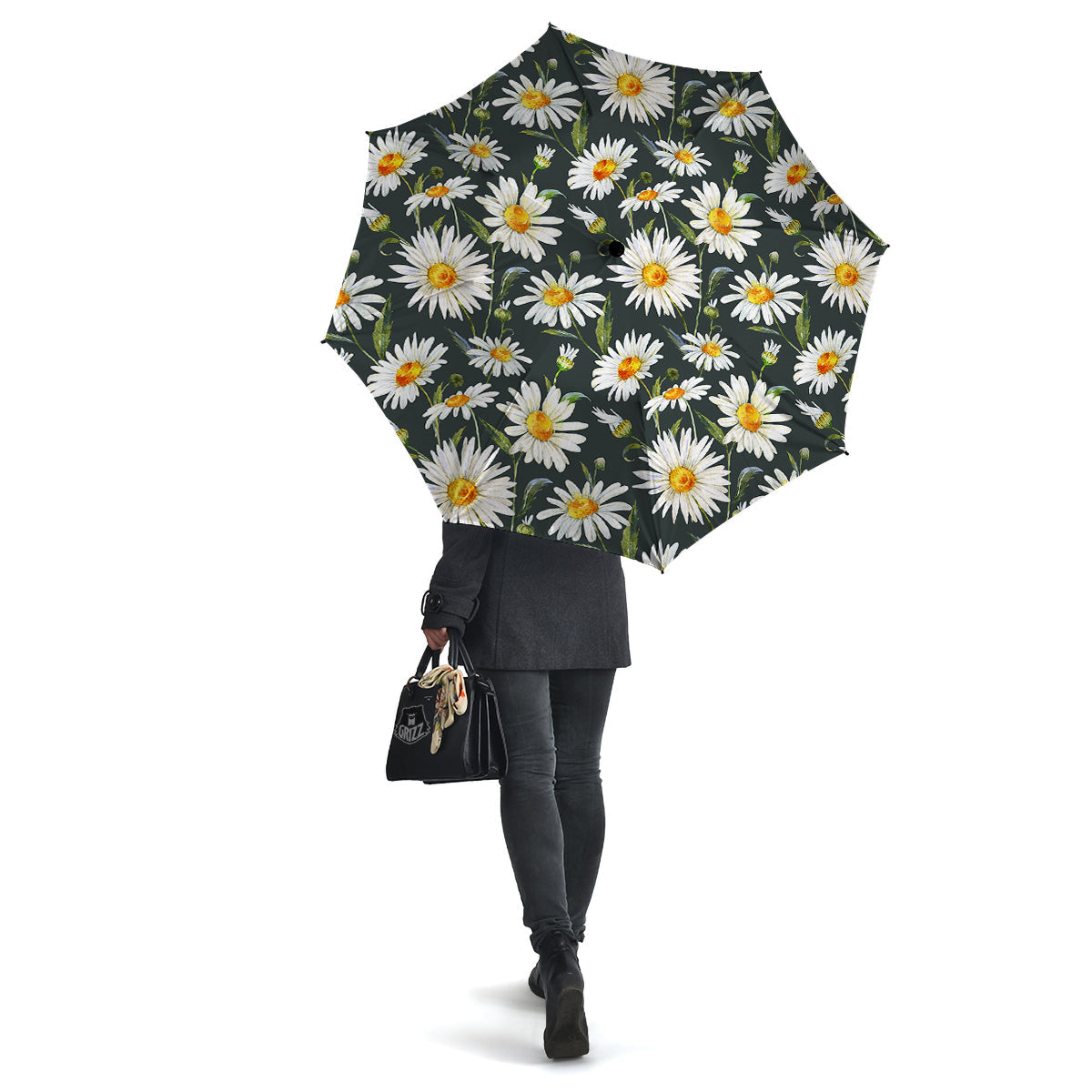 White Daisy Watercolor Print Pattern Umbrella-grizzshop