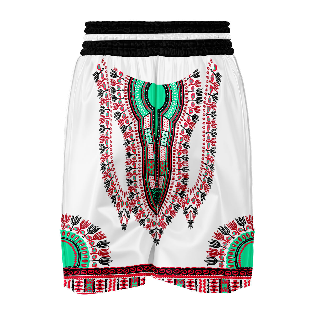 White Dashiki Boxing Shorts-grizzshop