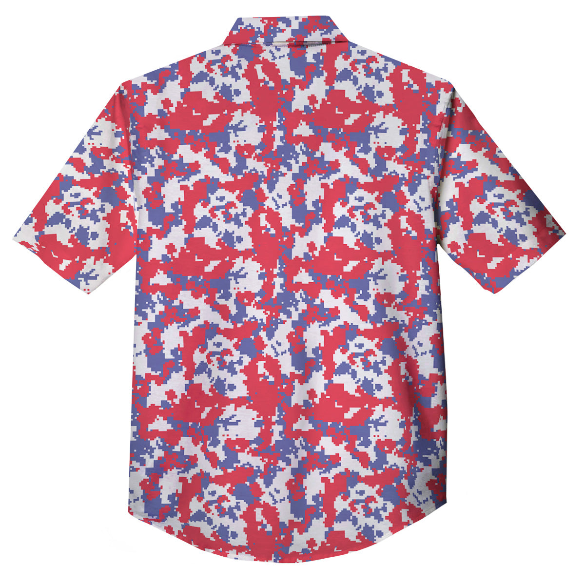 White Digital Camo And Blue Red Print Button Up Shirt-grizzshop