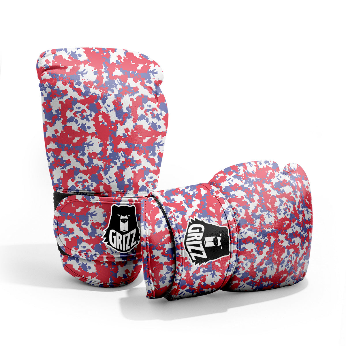 White Digital Camo And Blue Red Print Pro Boxing Glove