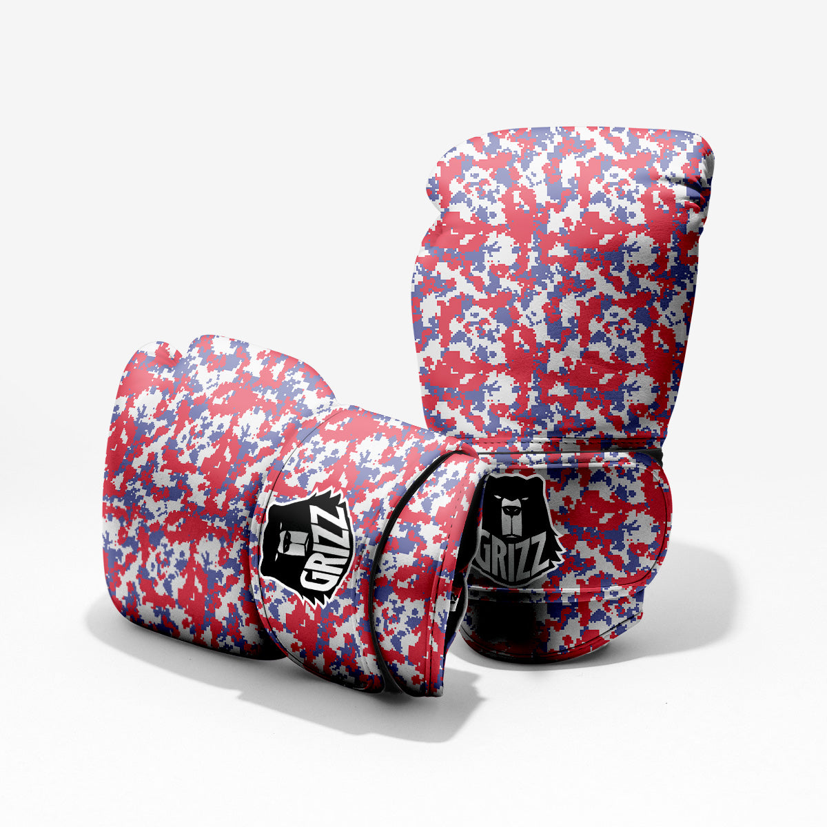 White Digital Camo And Blue Red Print Pro Boxing Glove