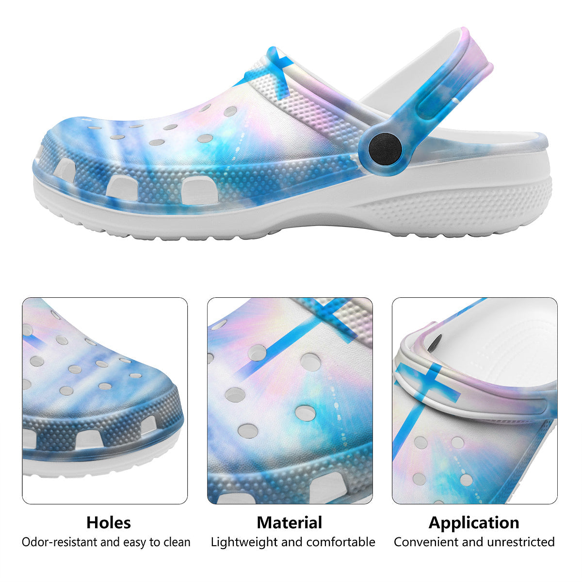 White Doves And Christian Cross Print Clog-grizzshop