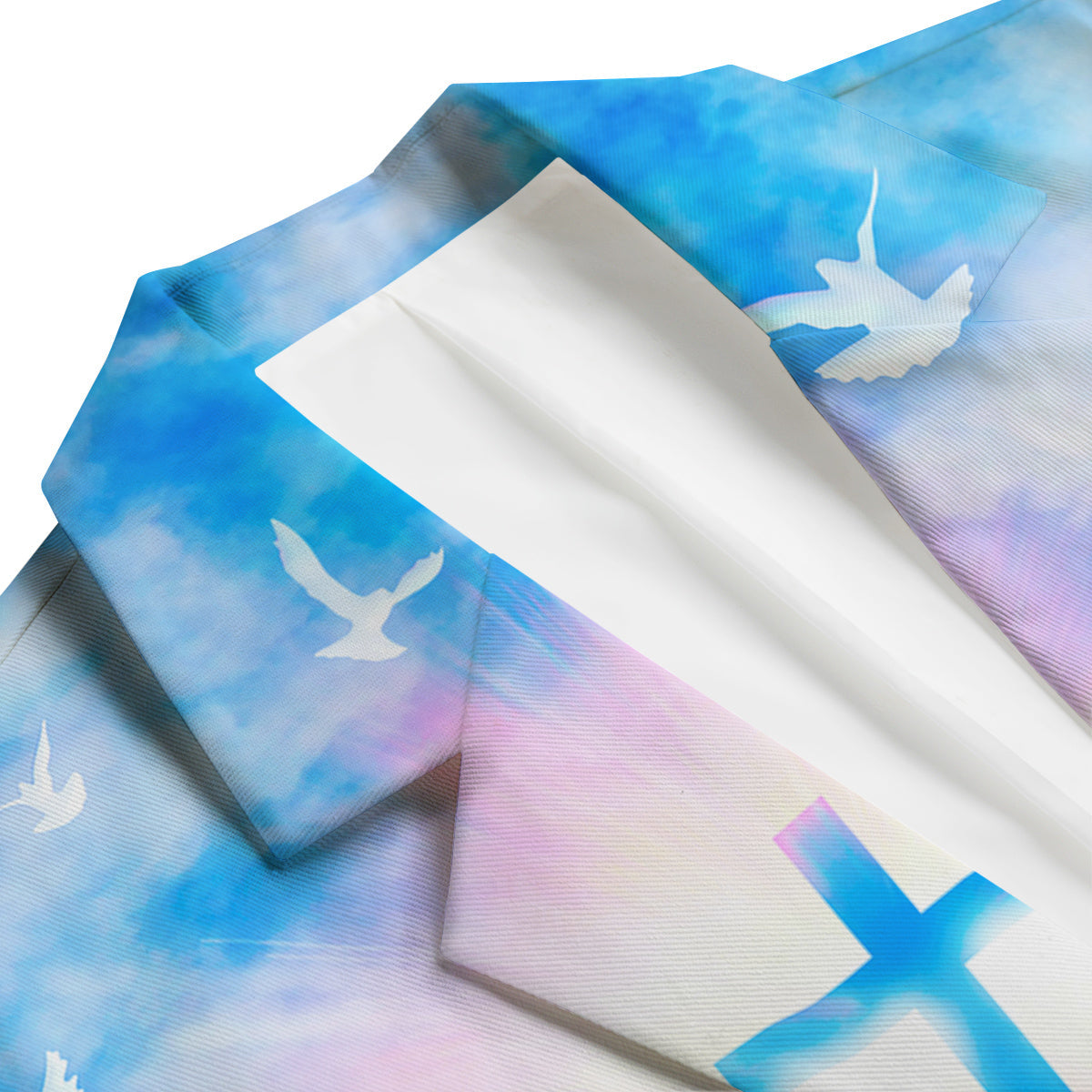 White Doves And Christian Cross Print Men's Blazer-grizzshop