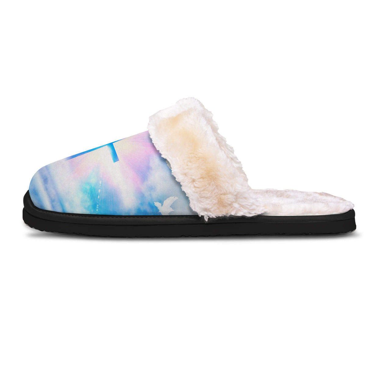 White Doves And Christian Cross Print Slippers-grizzshop
