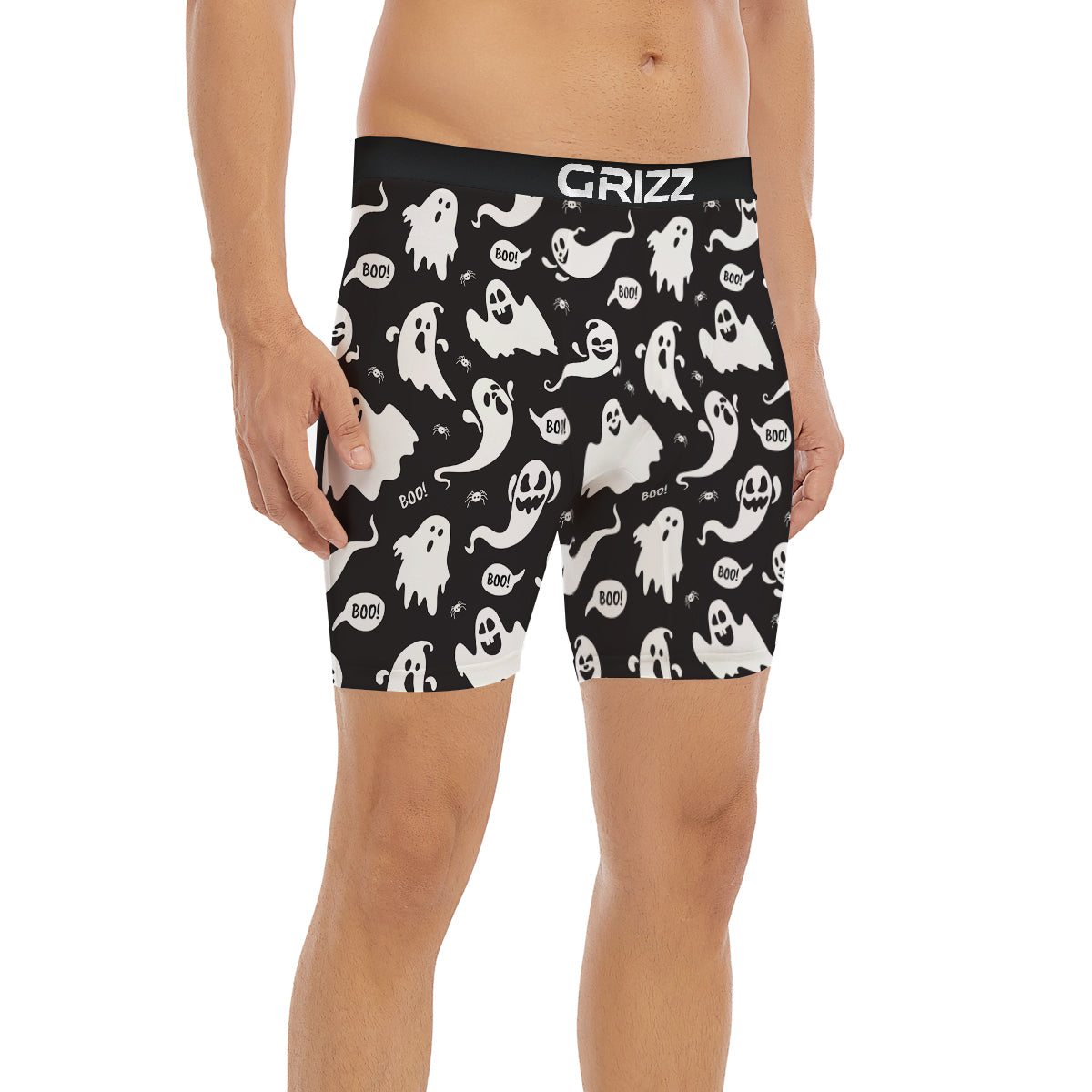 White Ghost Print Pattern Boxer Briefs-grizzshop