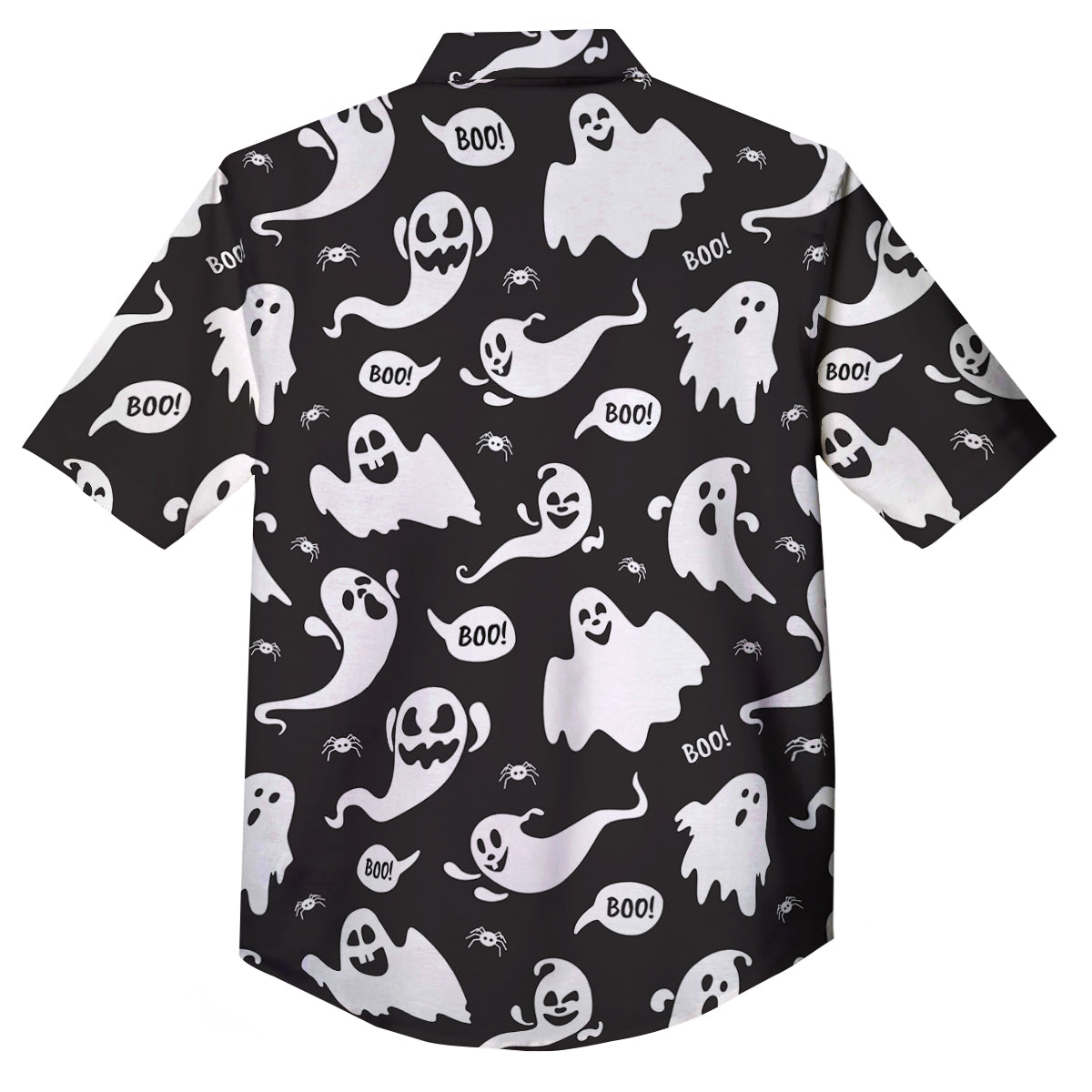 White Ghost Print Pattern Button Up Shirt-grizzshop