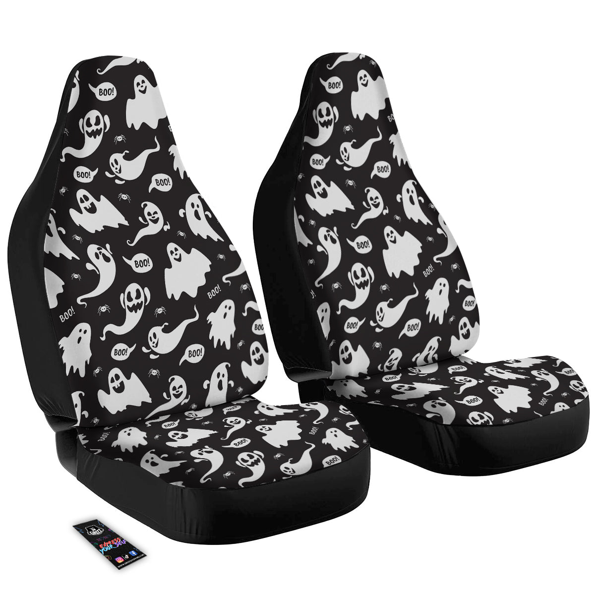 White Ghost Print Pattern Car Seat Covers-grizzshop