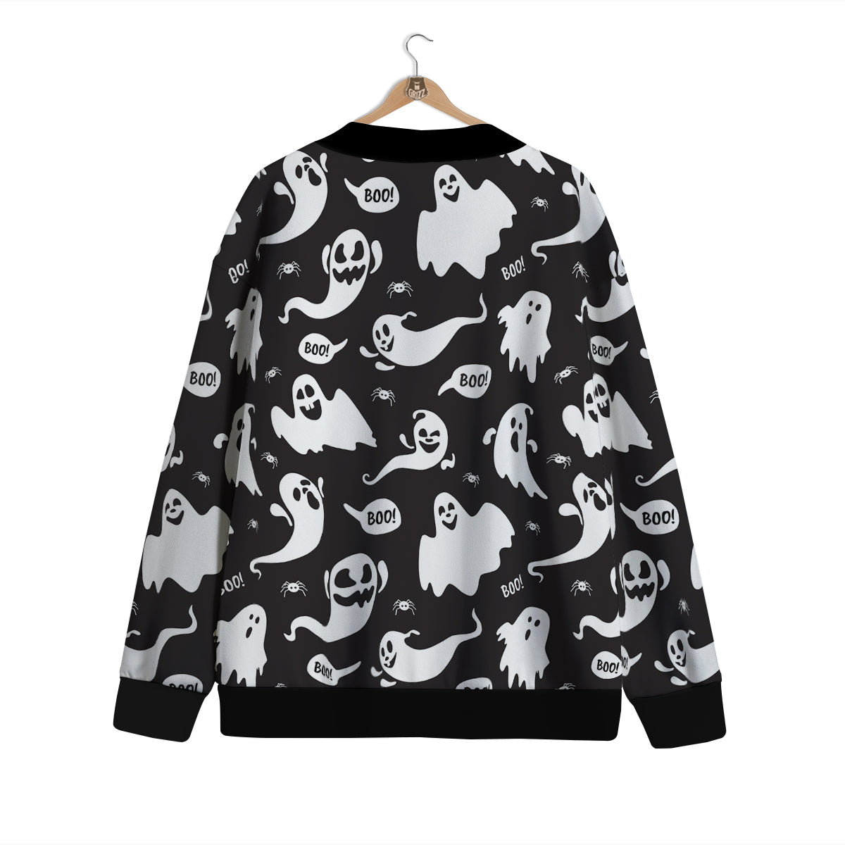 White Ghost Print Pattern Cardigan-grizzshop