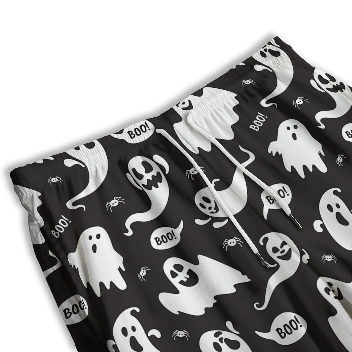 White Ghost Print Pattern Men's Athletic Shorts
