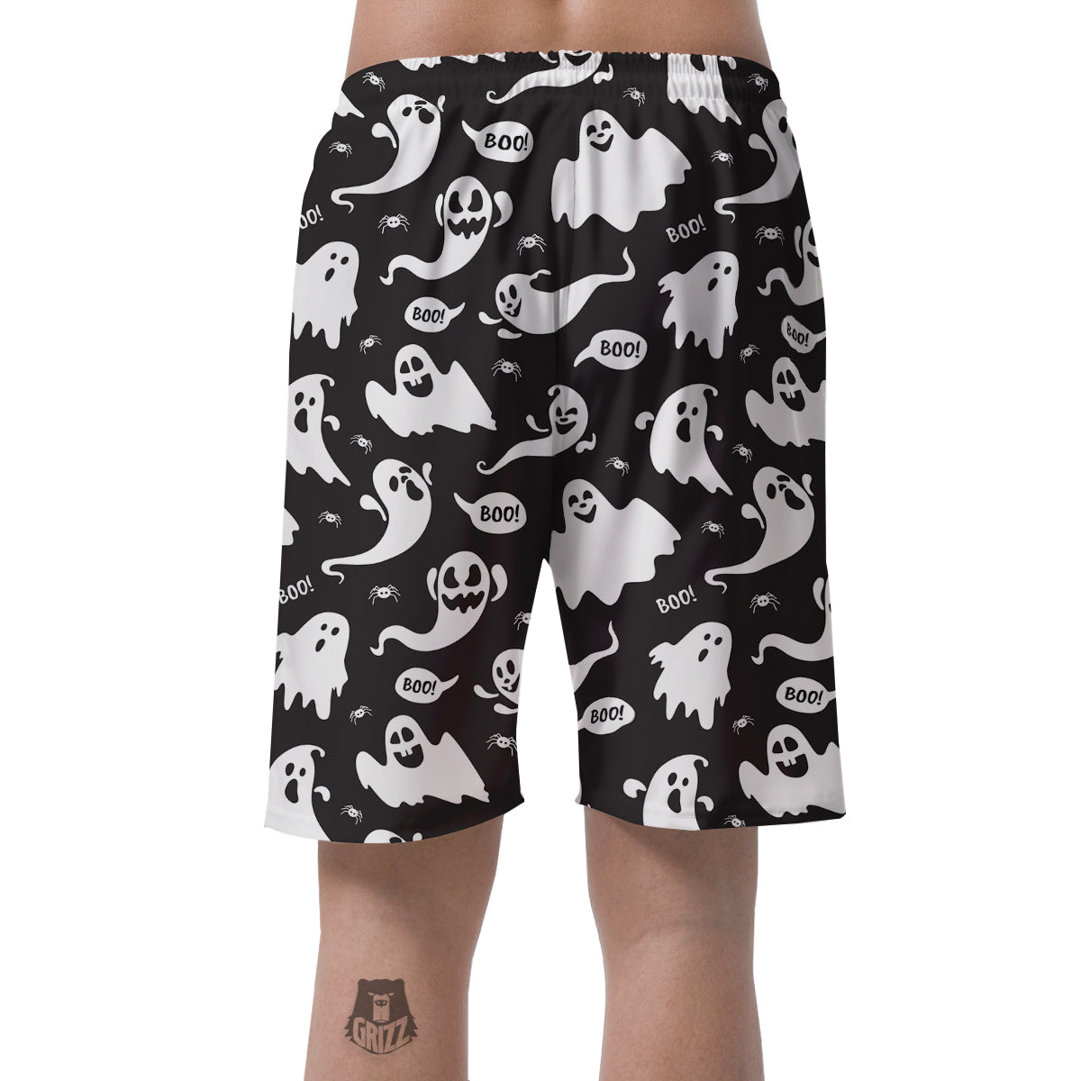 White Ghost Print Pattern Men's Shorts-grizzshop