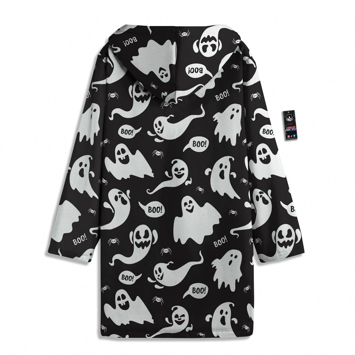 White Ghost Print Pattern Men's Windbreaker Jacket-grizzshop