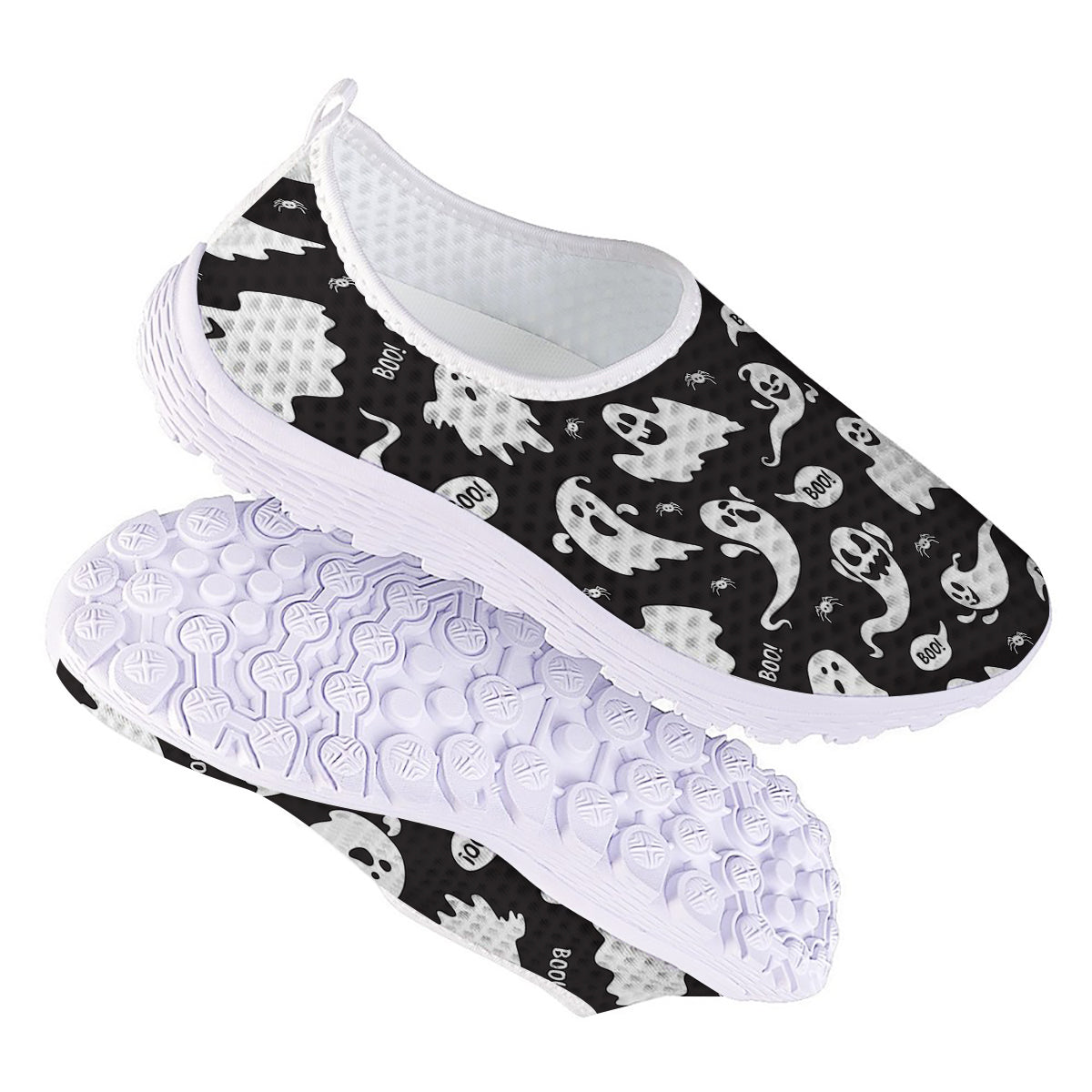 White Ghost Print Pattern Nurse Shoes-grizzshop