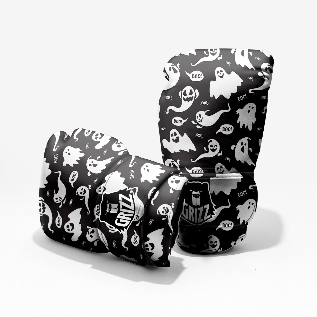 White Ghost Print Pattern Sparring Gloves-grizzshop