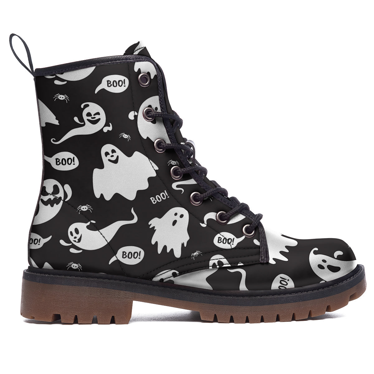 White Ghost Print Pattern Work Boots-grizzshop