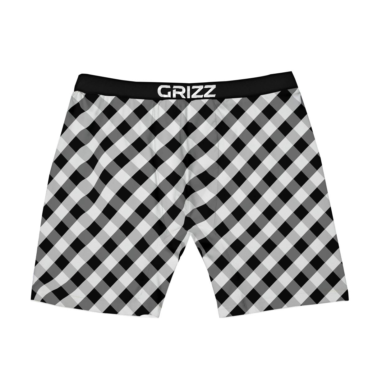 White Gingham And Grey Shadow Print Pattern Boxer Briefs-grizzshop