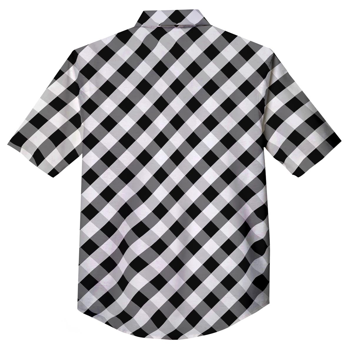 White Gingham And Grey Shadow Print Pattern Button Up Shirt-grizzshop