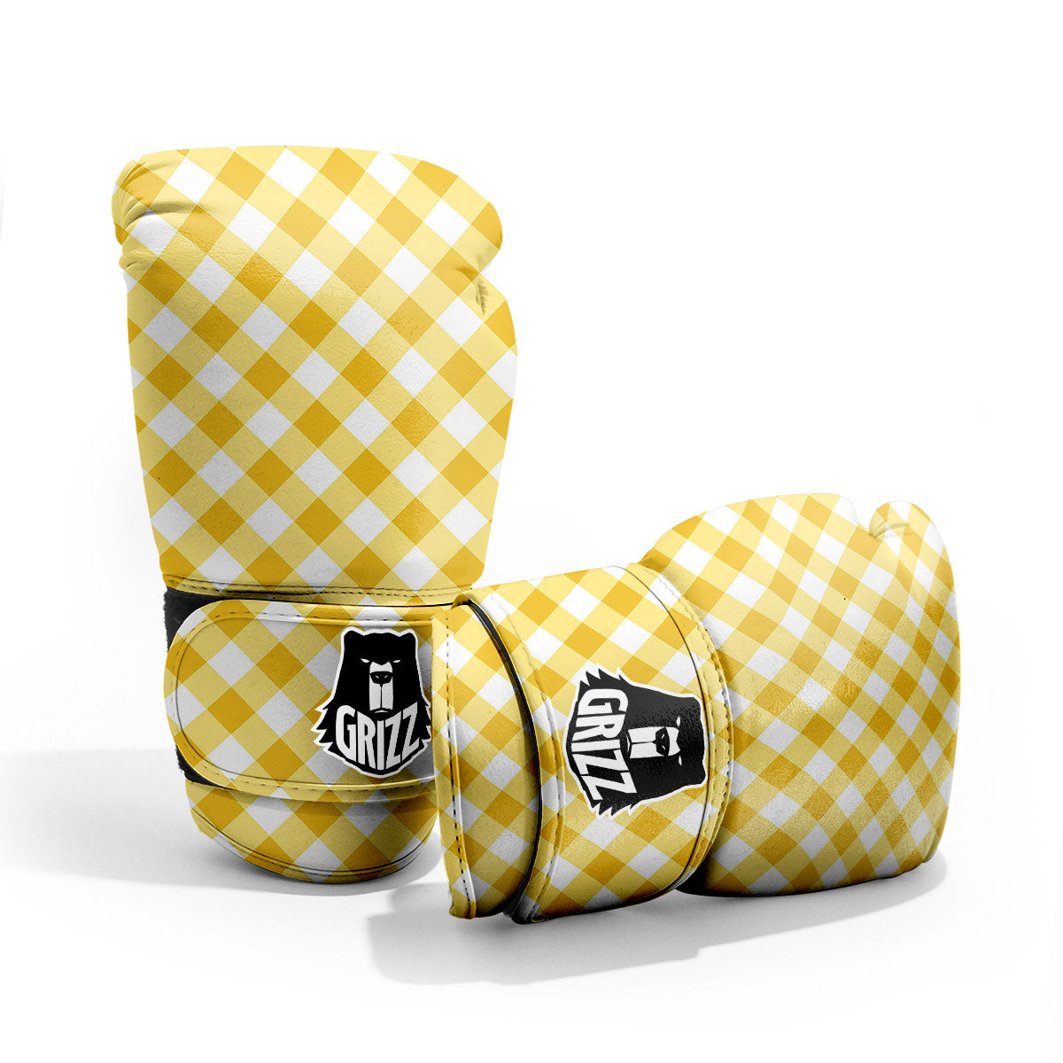 White Gingham And Yellow Honey Print Pro Boxing Glove