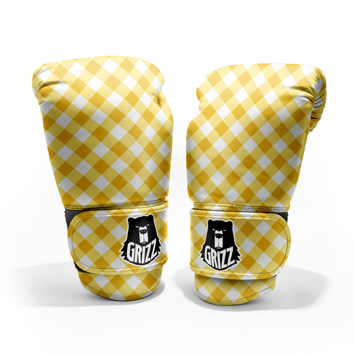 White Gingham And Yellow Honey Print Pro Boxing Glove