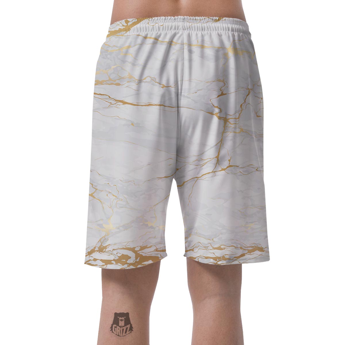 White Gold Marble Men's Shorts-grizzshop