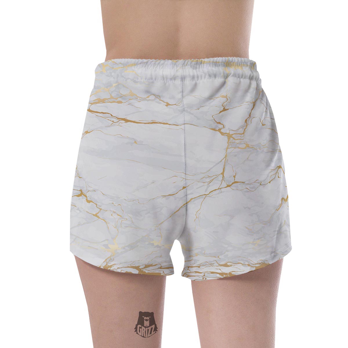 White Gold Marble Women's Shorts-grizzshop