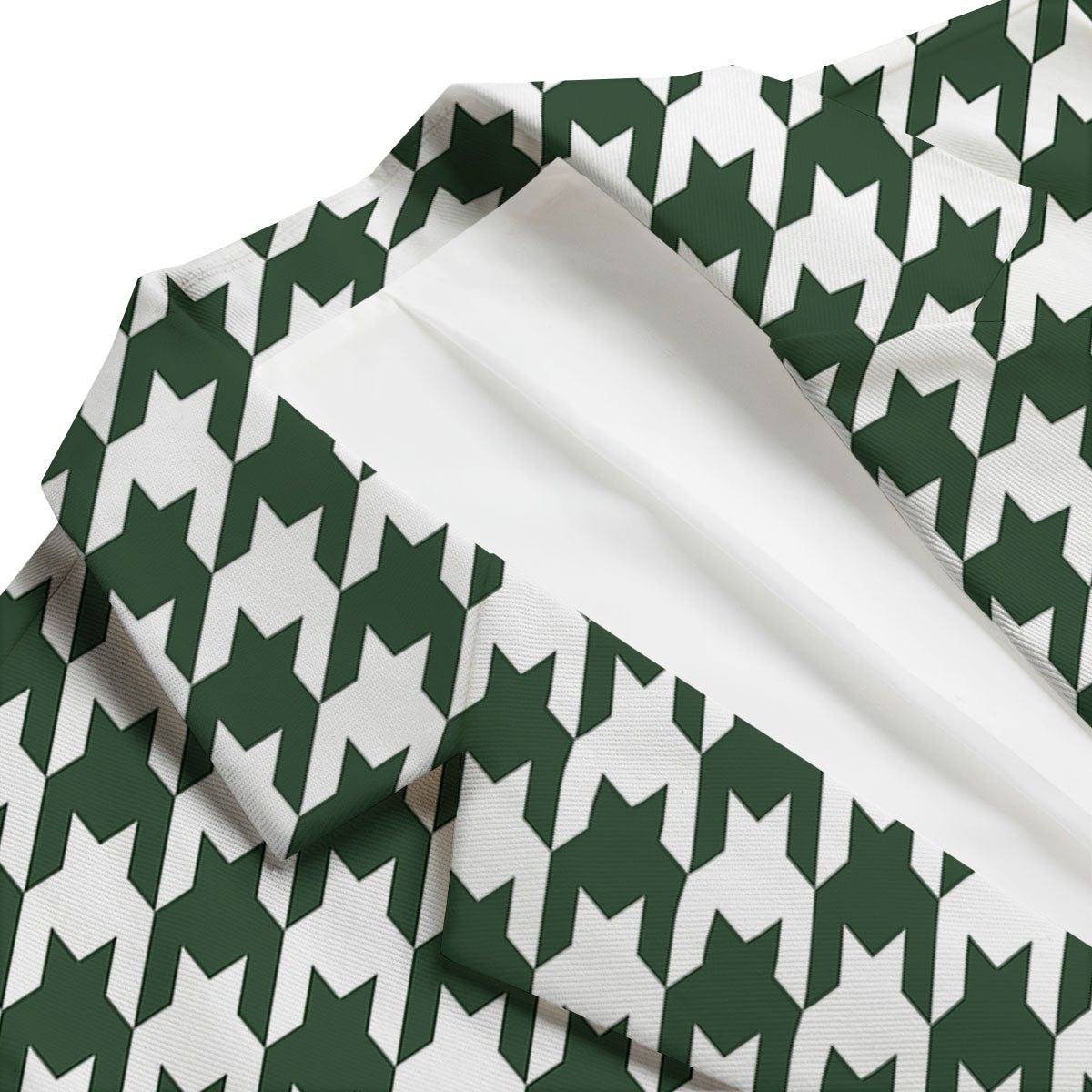 White Green Jungle Houndstooth Print Men's Blazer-grizzshop