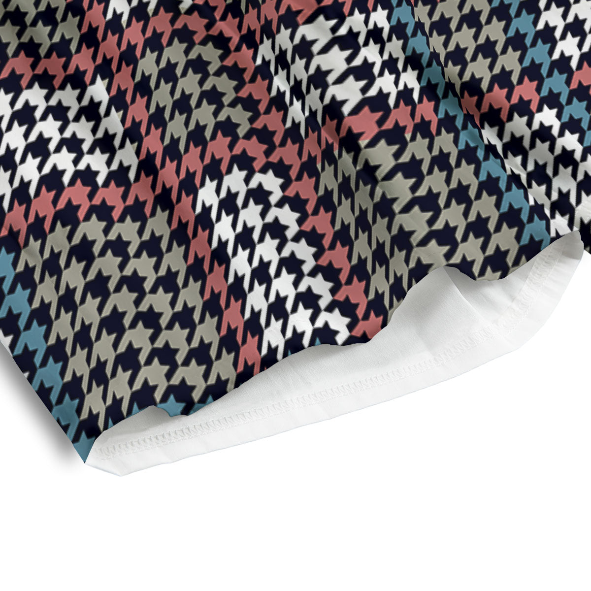 White Houndstooth And Blue Red Print Men's Athletic Shorts
