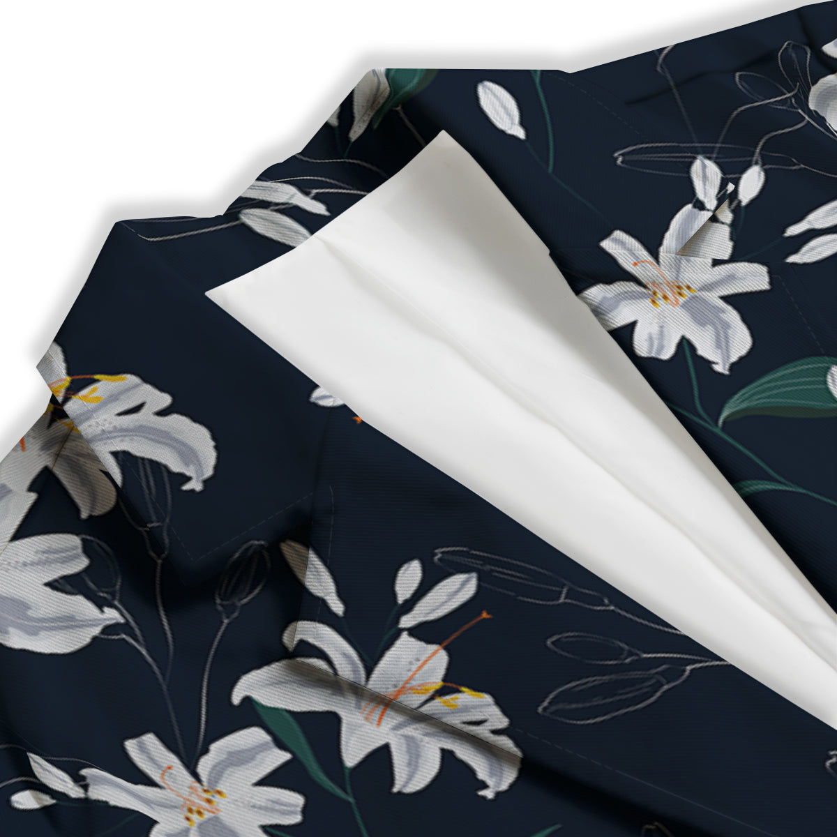 White Lily Black Print Pattern Women's Blazer-grizzshop