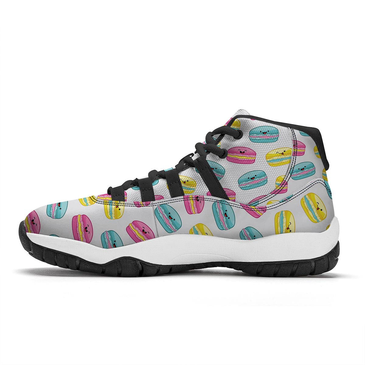 White Macaron Black Bball Shoes-grizzshop