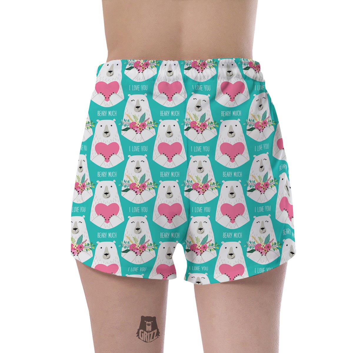 White Mama Bear Women's Shorts-grizzshop