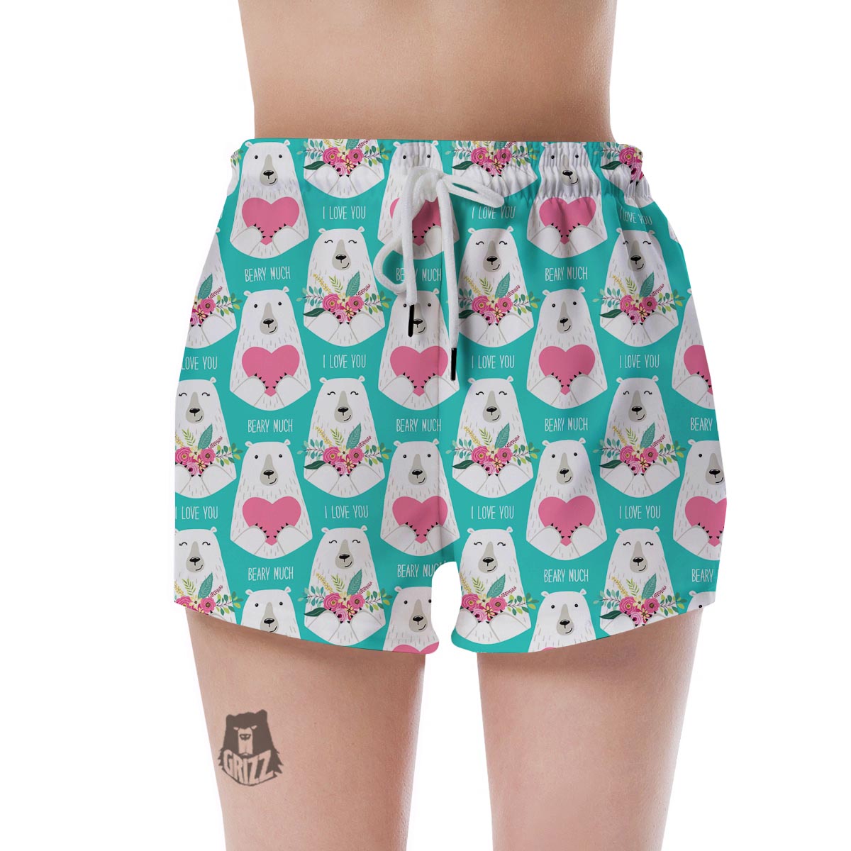 White Mama Bear Women's Shorts-grizzshop