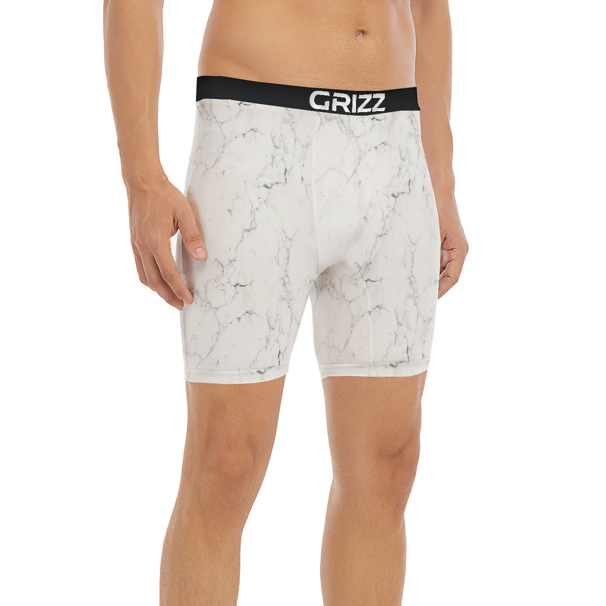 White Marble Pattern Boxer Briefs-grizzshop