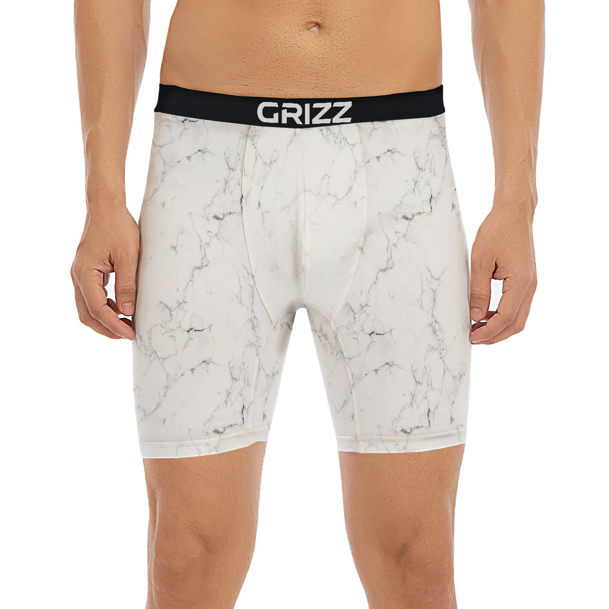 White Marble Pattern Boxer Briefs-grizzshop