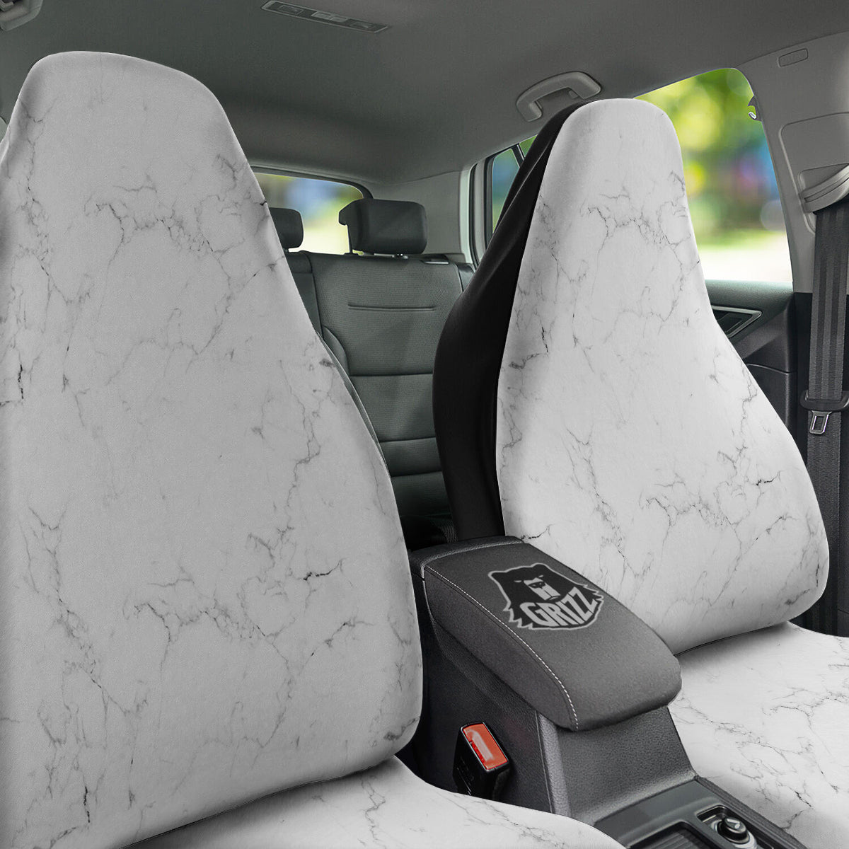White Marble Pattern Car Seat Covers-grizzshop