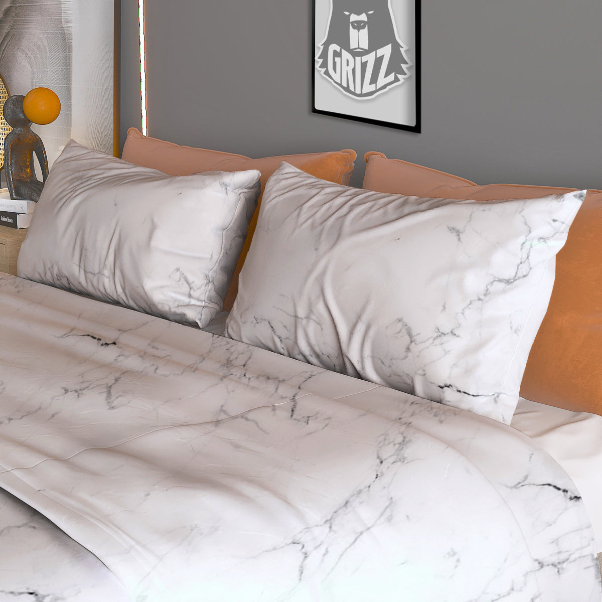 White Marble Pattern Duvet Cover Bedding Set