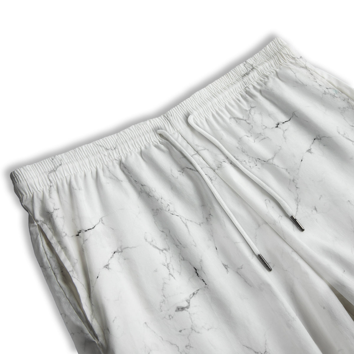 White Marble Pattern Men's Athletic Shorts