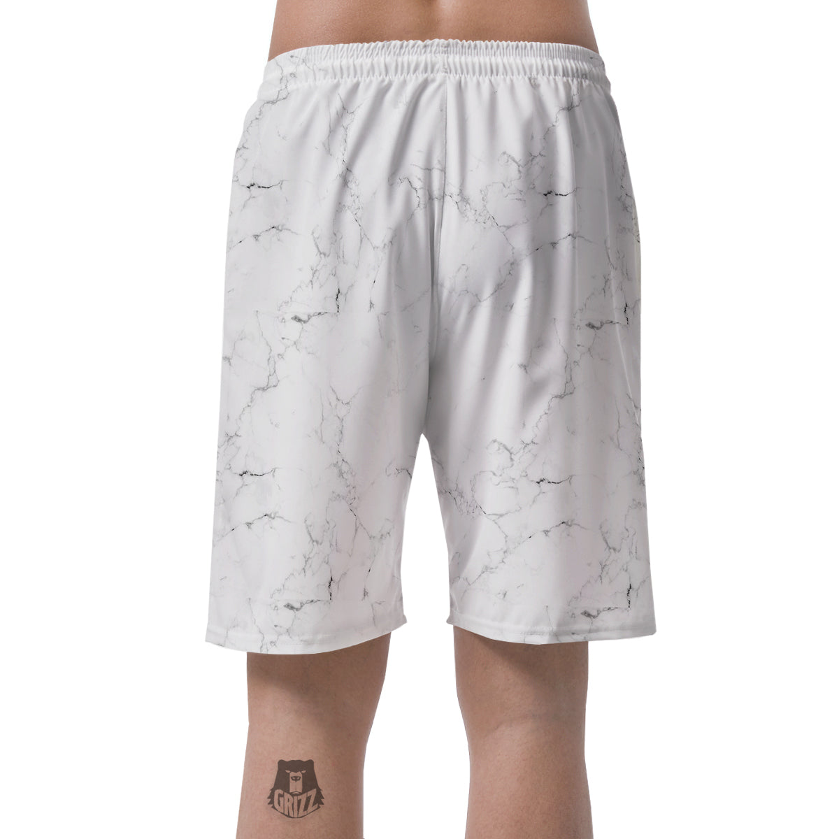 White Marble Pattern Men's Shorts-grizzshop