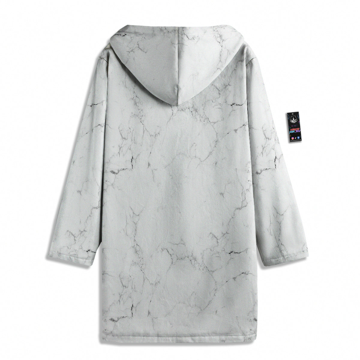 White Marble Pattern Men's Windbreaker Jacket-grizzshop