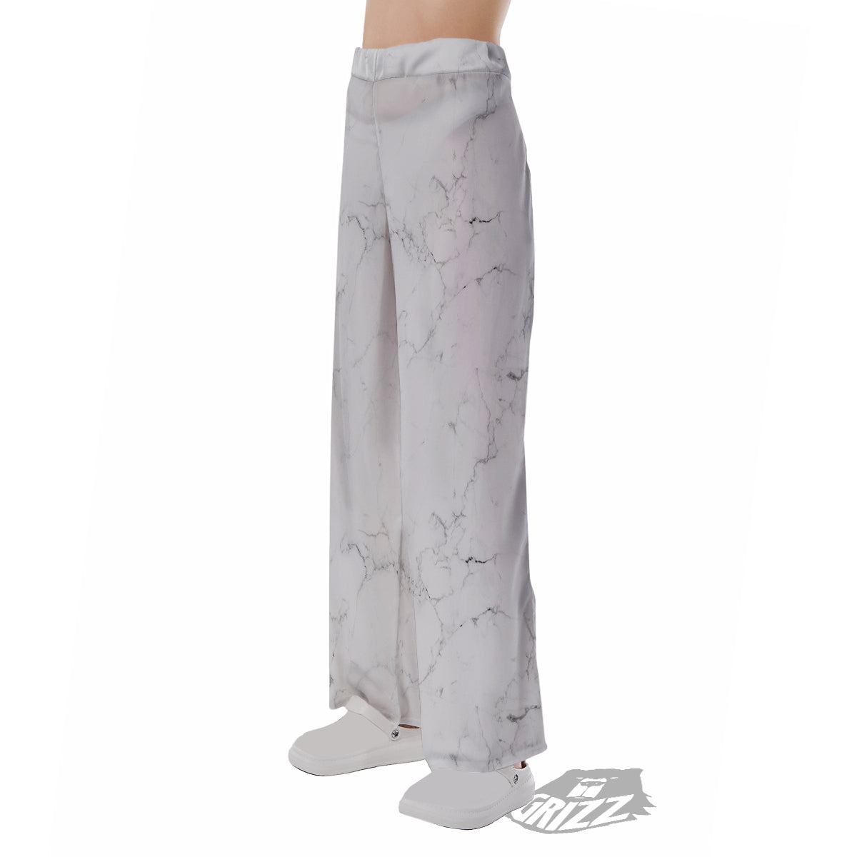 White Marble Pattern Pajama Pants-grizzshop