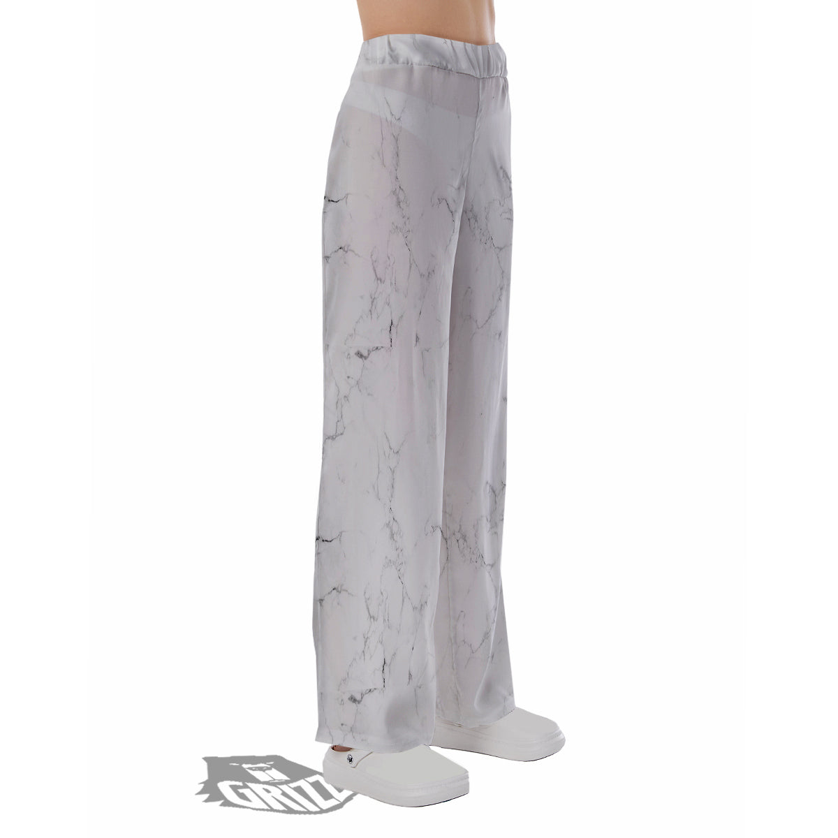 White Marble Pattern Pajama Pants-grizzshop