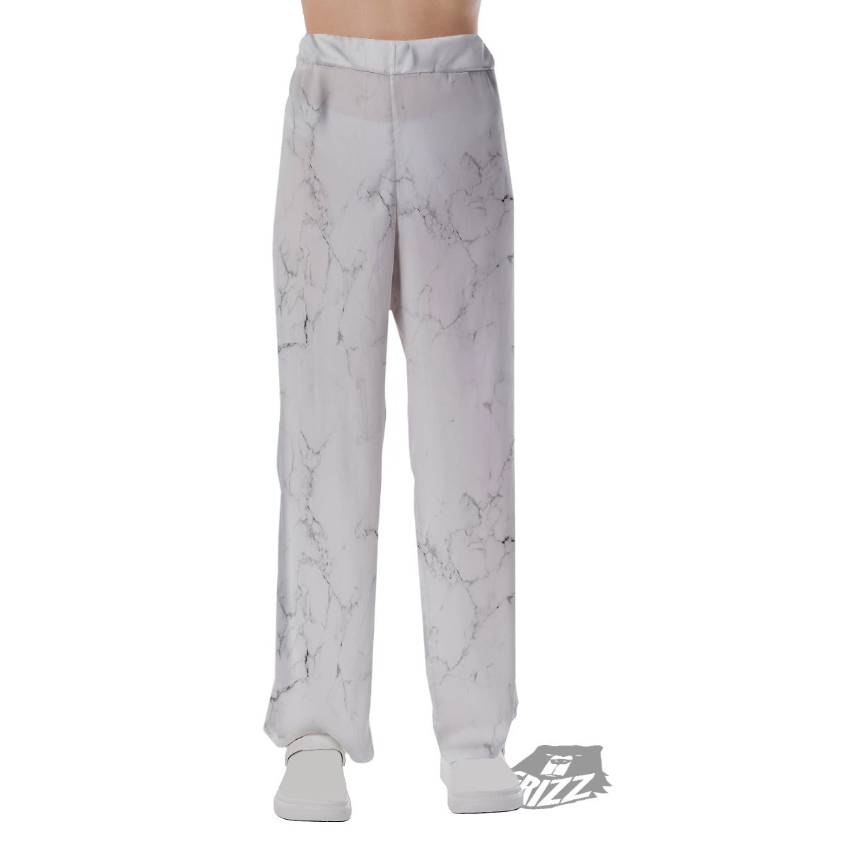 White Marble Pattern Pajama Pants-grizzshop