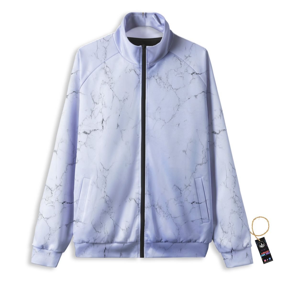 White Marble Pattern Track Jacket-grizzshop
