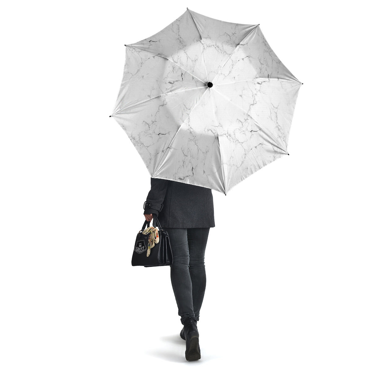 White Marble Pattern Umbrella-grizzshop