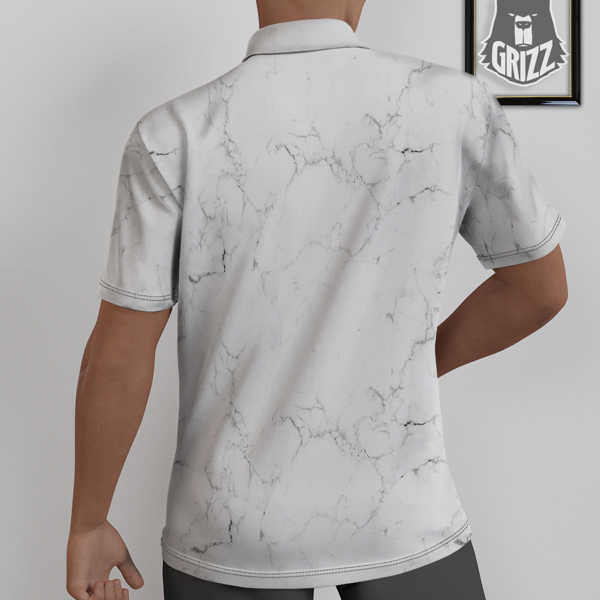 White Marble Pattern Untucked Shirts-grizzshop