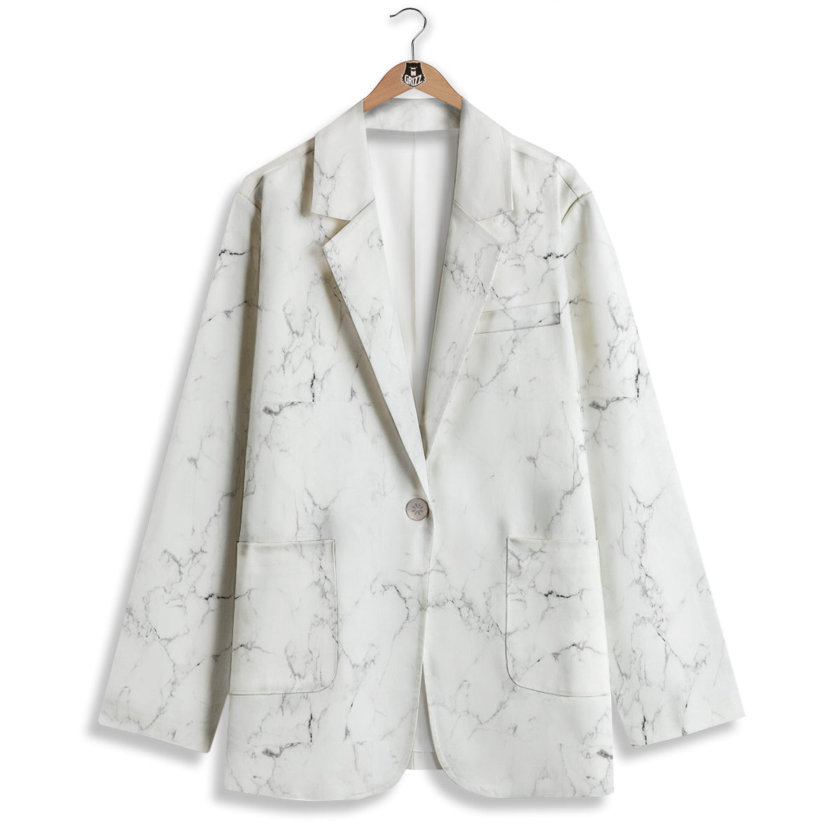 White Marble Pattern Women's Blazer-grizzshop