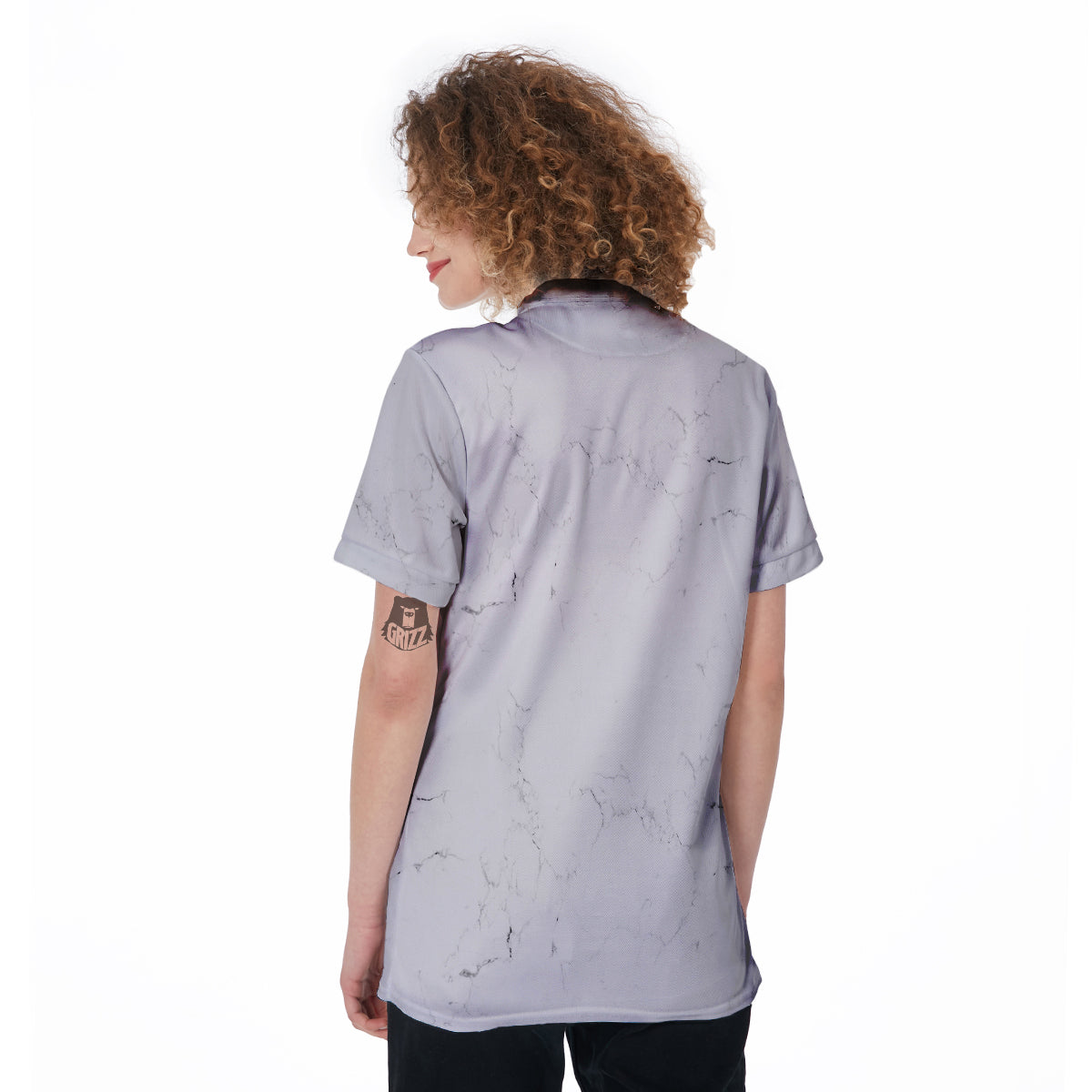 White Marble Pattern Women's Golf Shirts-grizzshop
